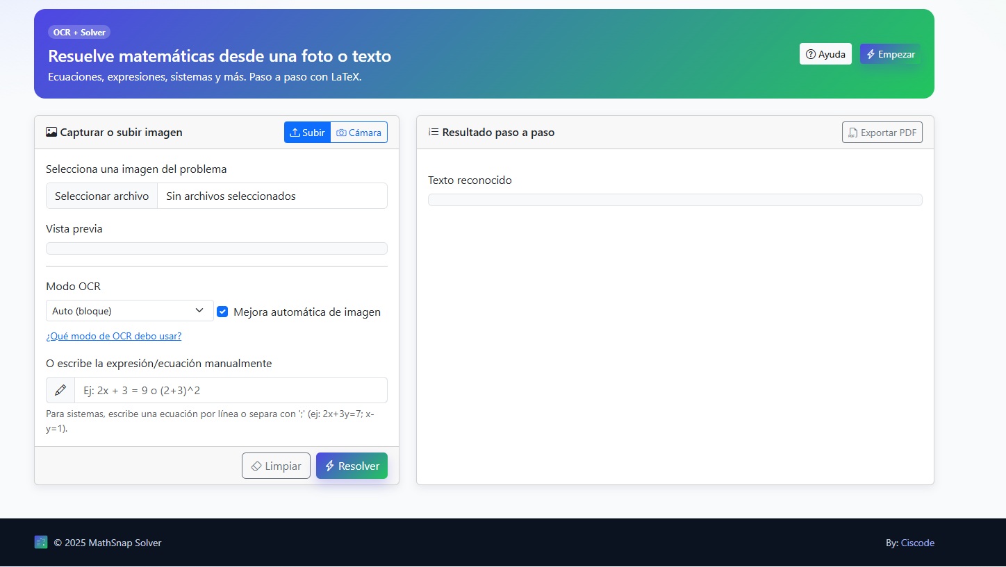 MathSnap - Resolver matemáticas desde foto o texto